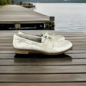 ✅Sperry Top-Sider Loafer Womens 9.5 Seaport Off White Leather Boat Shoe STS83444